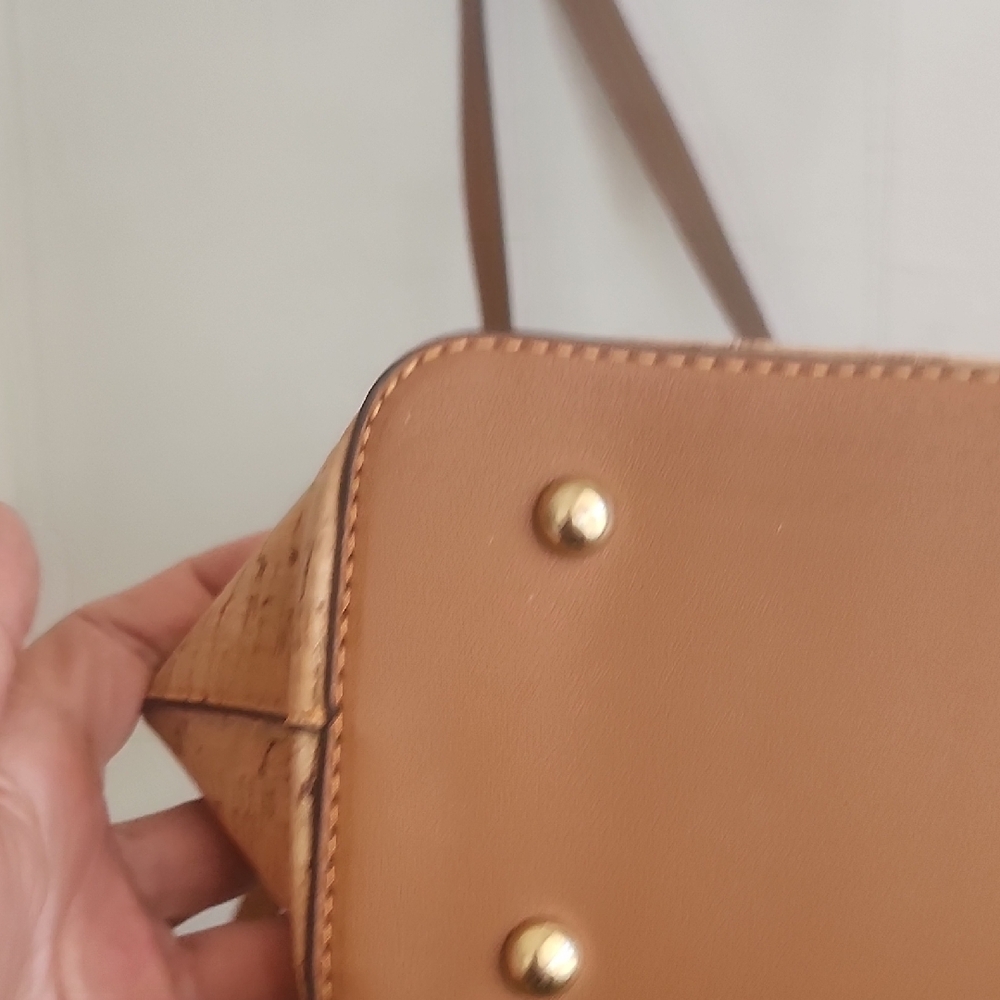 Patterned Brown Tote with Cork Accent and Wristlet - Picture 8 of 9